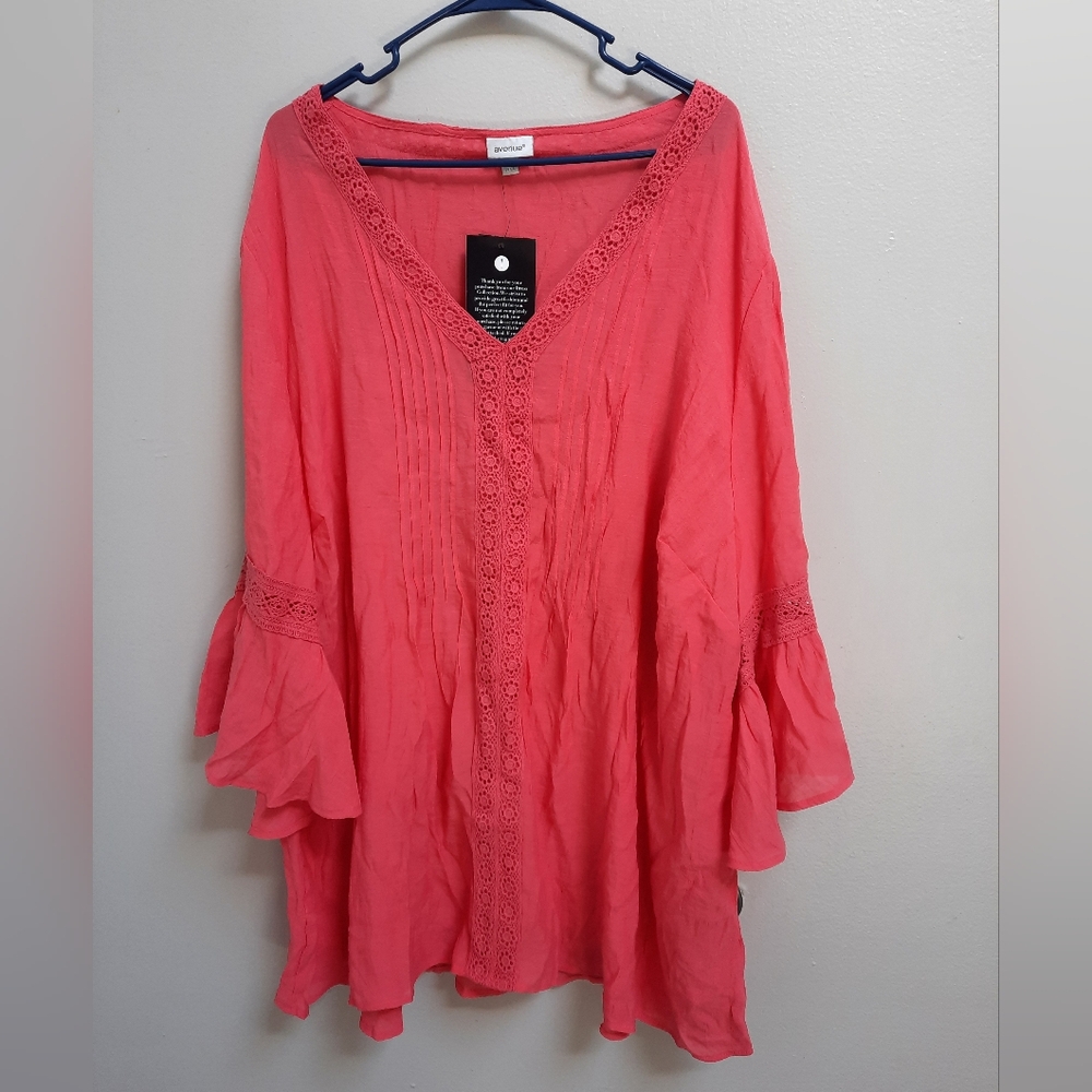 Avenue 26/28 Pink Coral color cotton Tunic Nwt